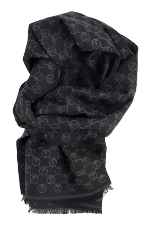 Soft wool scarf in grey and black Moschino