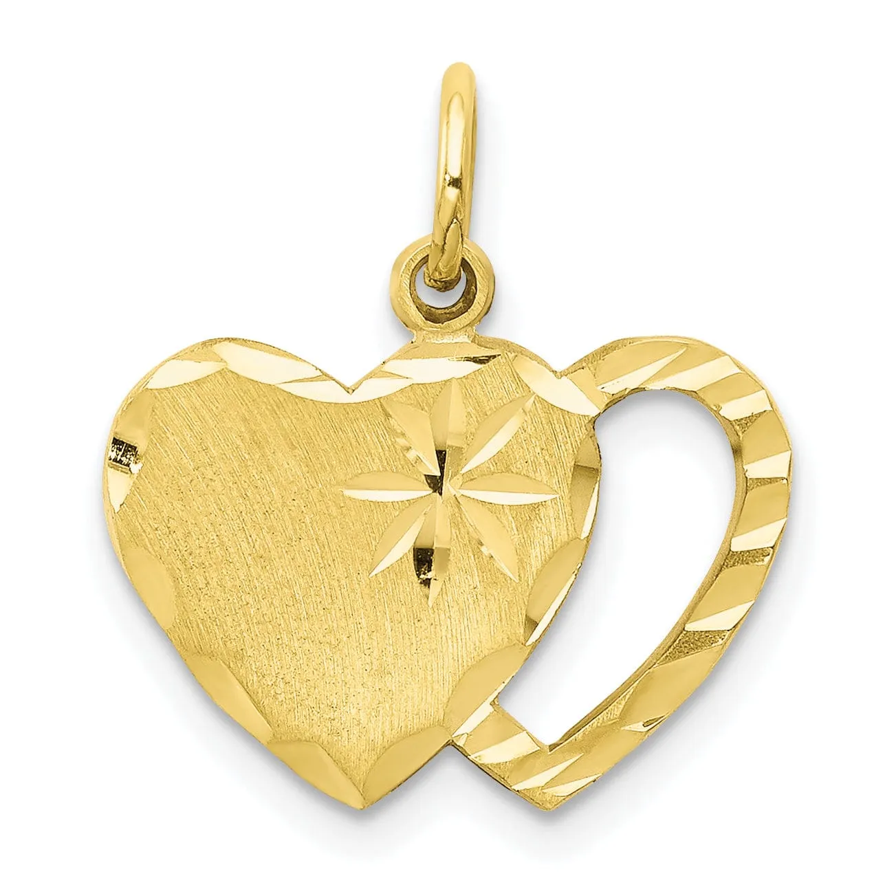 Solid 10k Yellow Gold D.C Double Heart Pendant