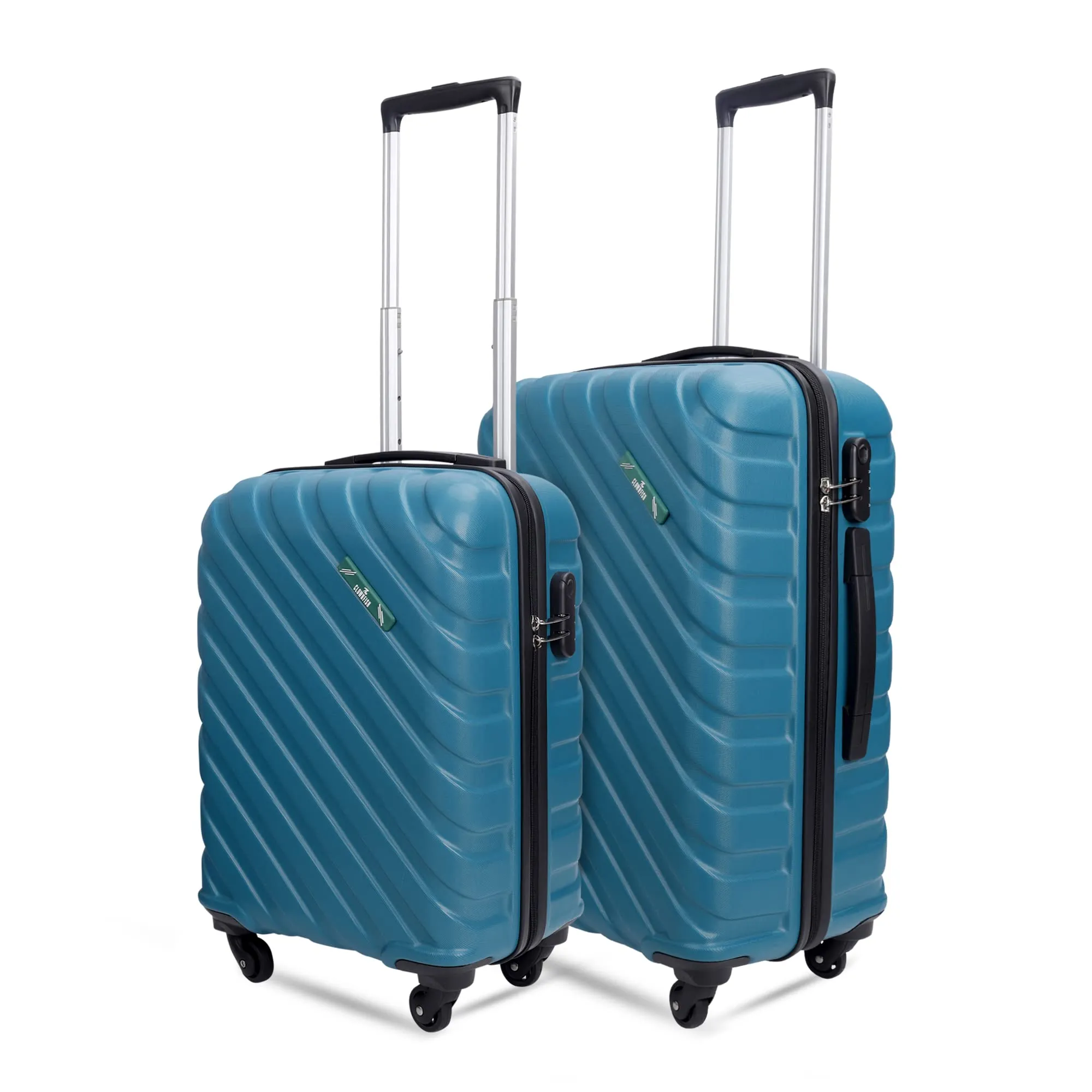 THE CLOWNFISH Armstrong Combo Of 2 Luggage Abs Spinner Hardside Case Suitcase Four Wheel Trolley Bags- Teal (Medium-65 Cm-24 Inch, Small-54 Cm-20 Inch), 38 Centimeters, 28 Centimeters