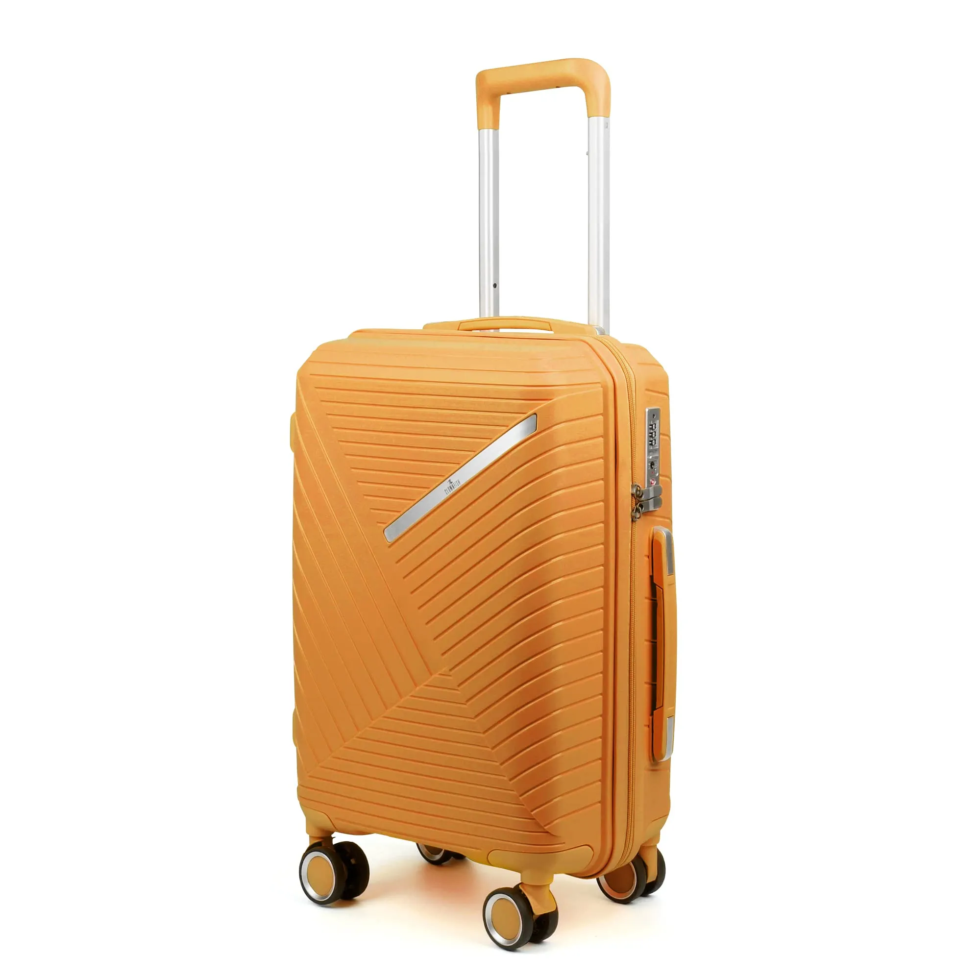 THE CLOWNFISH Denzel Series Luggage Polypropylene Hard Case Suitcase Eight Wheel Trolley Bag with TSA Lock- Orange (Small Size, 56 cm-22 inch)