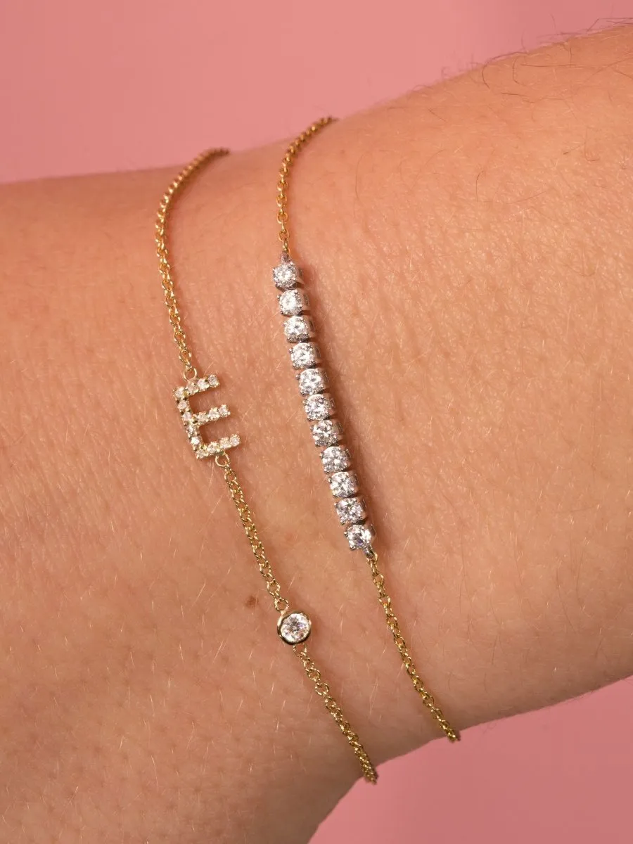 The Diamond Initial Bracelet 14K - 1 Letter