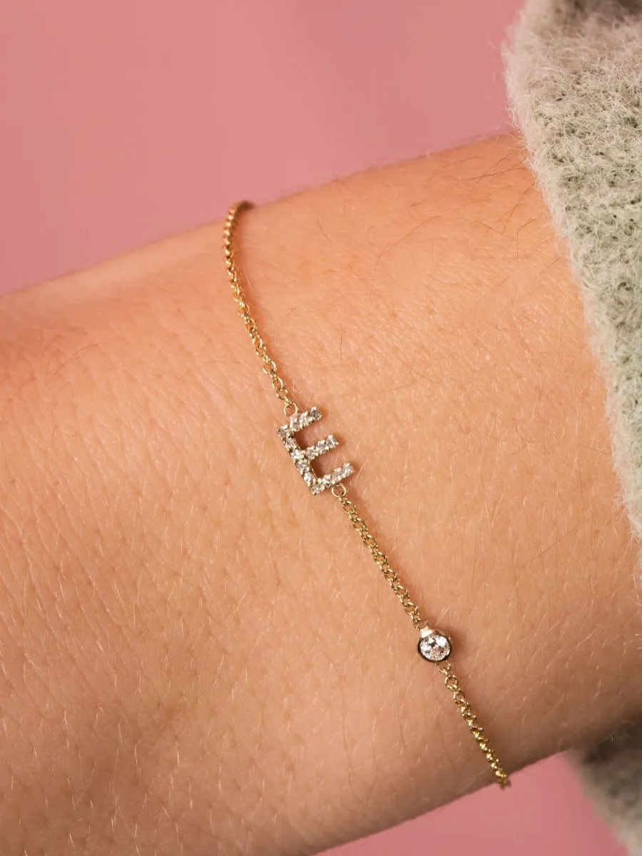 The Diamond Initial Bracelet 14K - 1 Letter