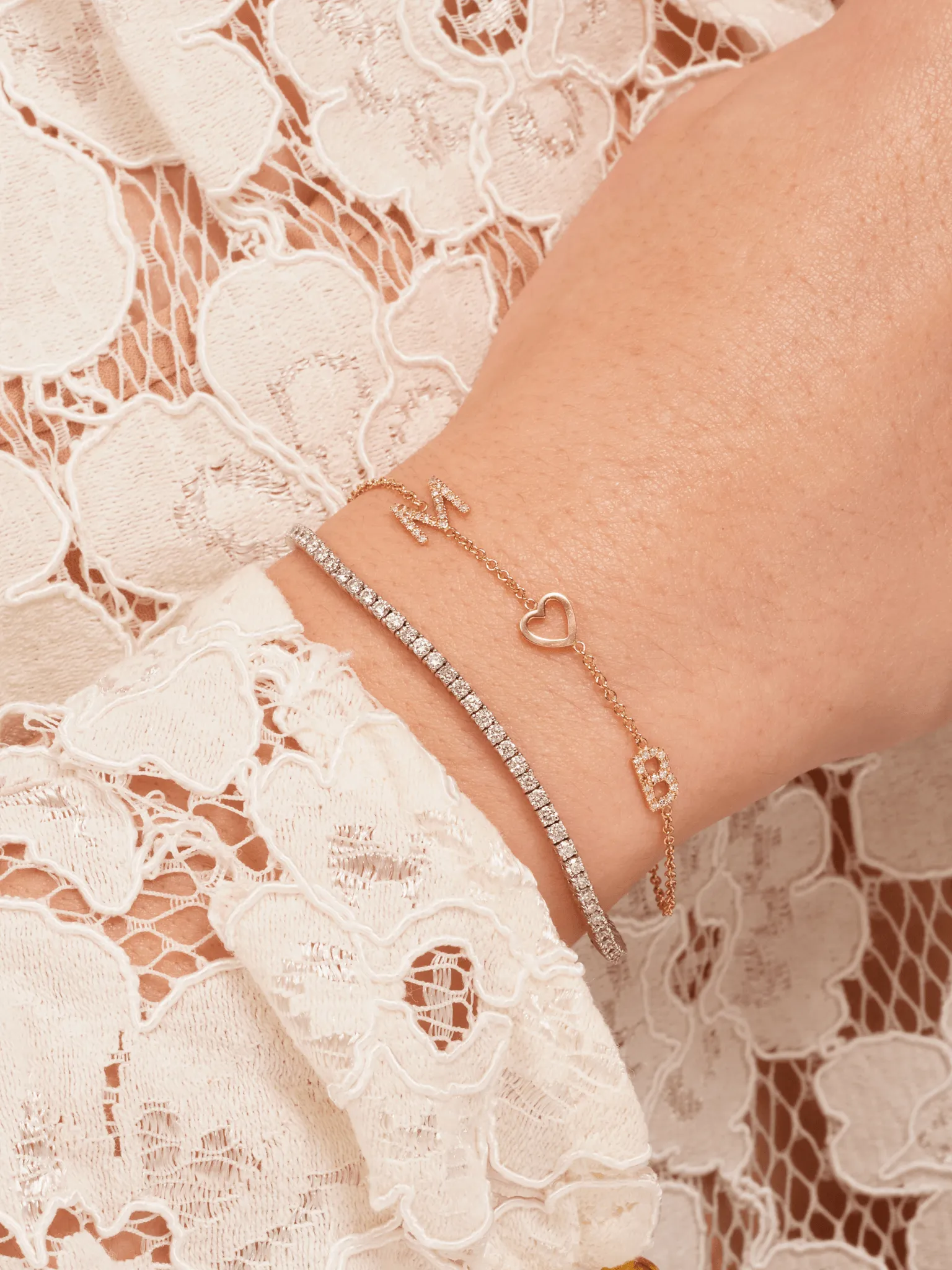 The Diamond Initial Bracelet 14K - 1 Letter