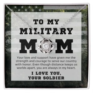 To Military Mom From Her Soldier Gift Love Knot Necklace For Mother's Day, Birthday or Christmas