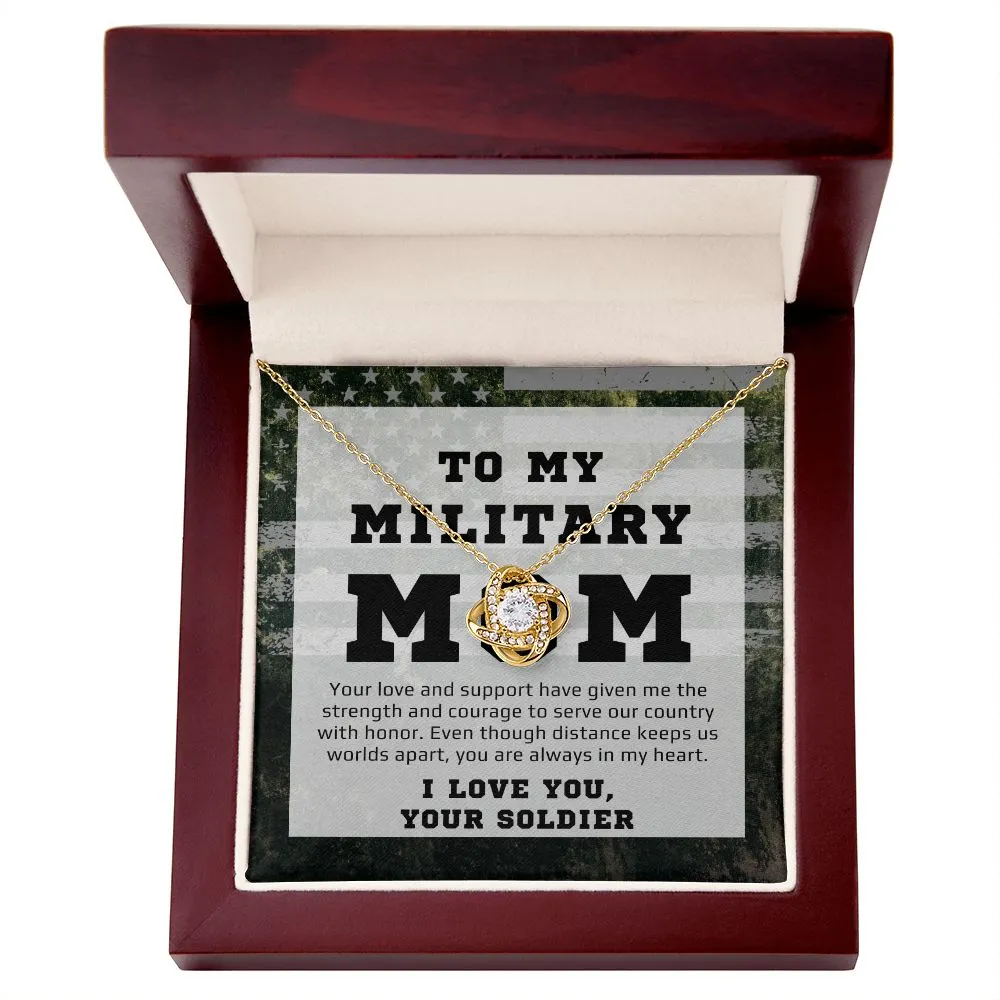 To Military Mom From Her Soldier Gift Love Knot Necklace For Mother's Day, Birthday or Christmas