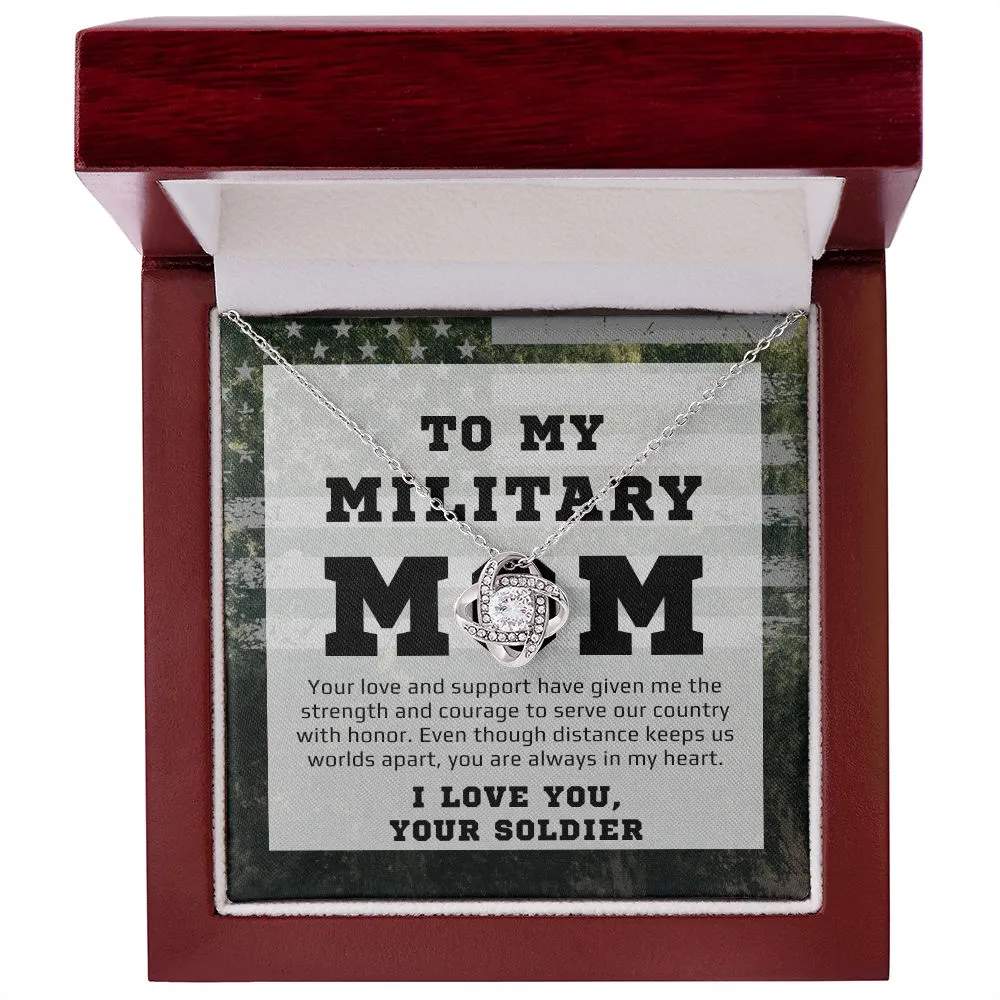 To Military Mom From Her Soldier Gift Love Knot Necklace For Mother's Day, Birthday or Christmas