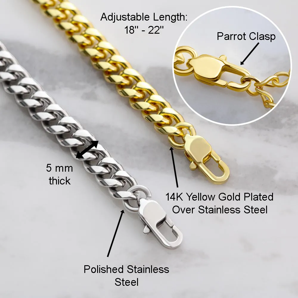 To My King Straighten Your Crown For Boyfriend or Husband Gift Cuban Link Chain Necklace