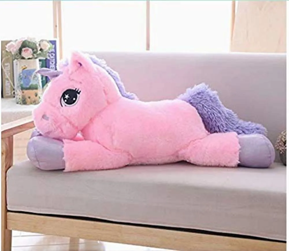 Vaishno Lovable Huggable Skin Friendly Ultra Soft Cute Soft Giant Stuffed Plush Soft Toys Unicorn for Girls Kids Toy for Girlfriend, Kids, Gift - Pink and Blue 70 cm