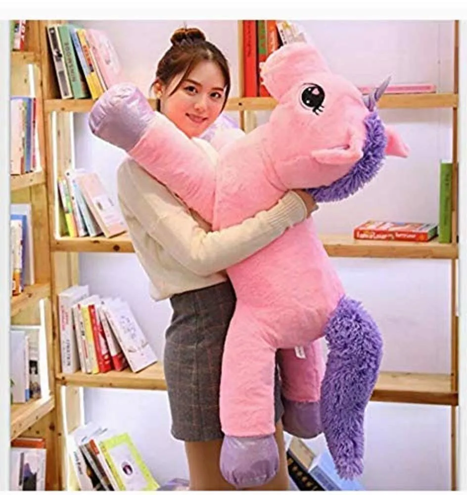 Vaishno Lovable Huggable Skin Friendly Ultra Soft Cute Soft Giant Stuffed Plush Soft Toys Unicorn for Girls Kids Toy for Girlfriend, Kids, Gift - Pink and Blue 70 cm