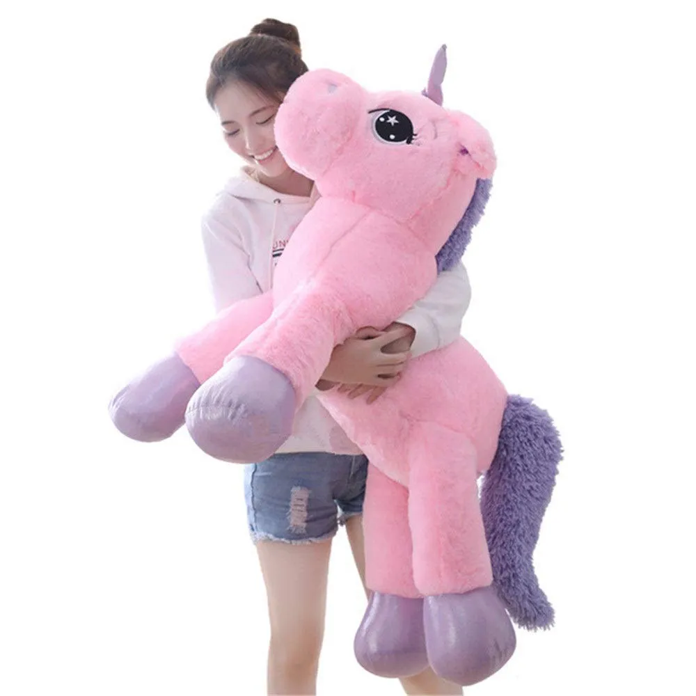 Vaishno Lovable Huggable Skin Friendly Ultra Soft Cute Soft Giant Stuffed Plush Soft Toys Unicorn for Girls Kids Toy for Girlfriend, Kids, Gift - Pink and Blue 70 cm