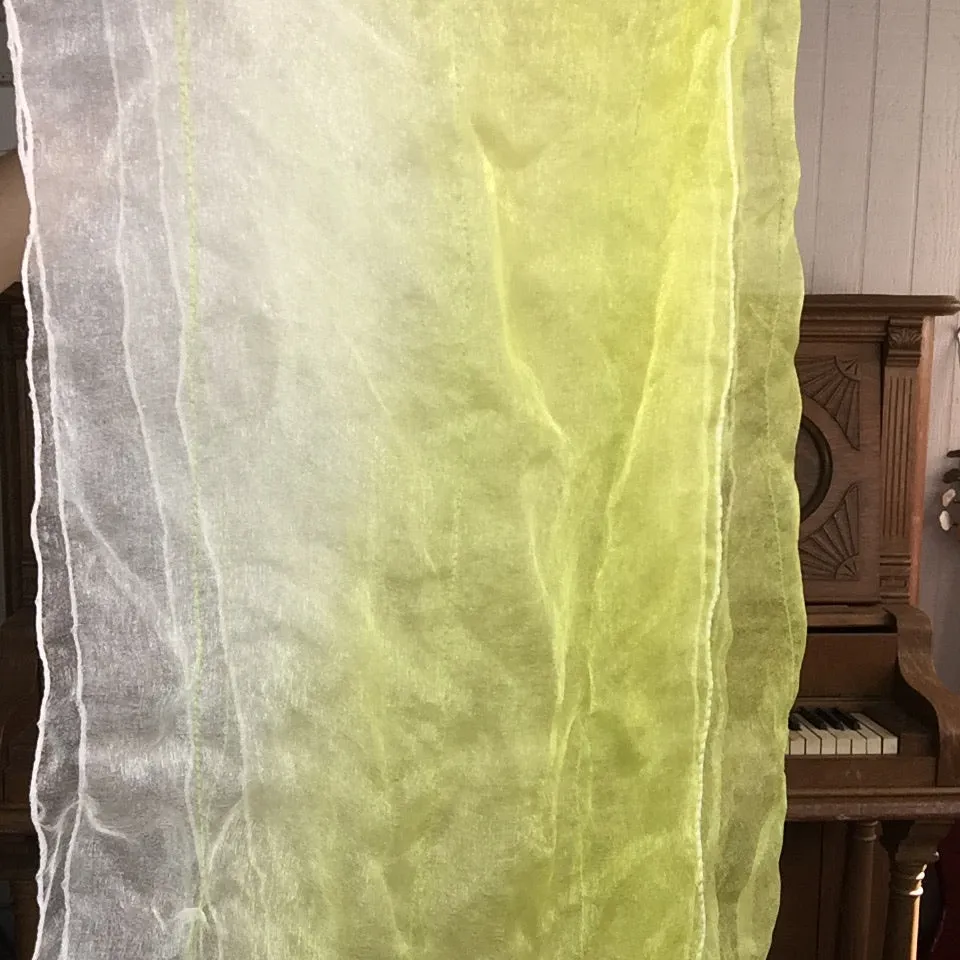 Vintage 50s 60s | Long Yellow & White Chiffon Sheer Pinup MOD Scarf