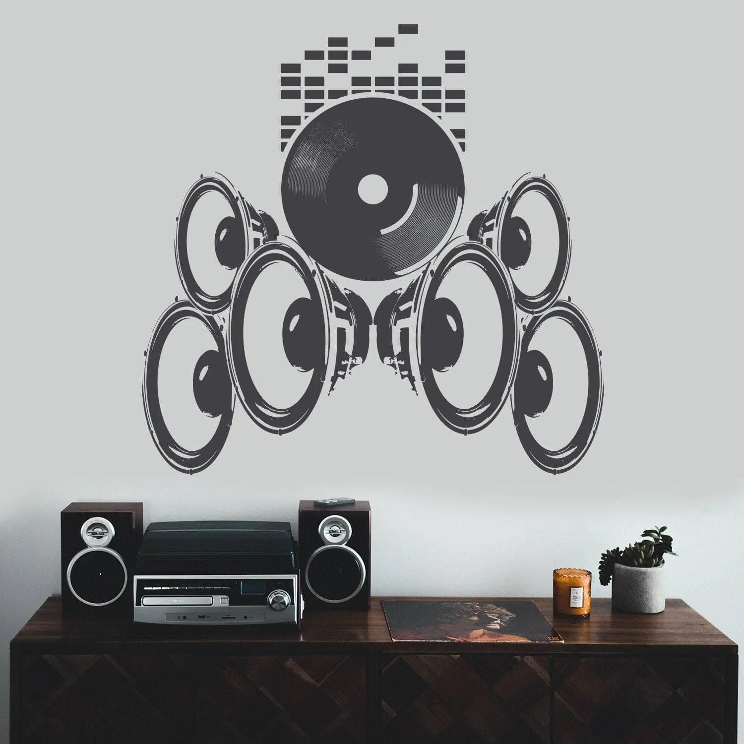 Vintage Soundwave Wall Sticker, Retro Wall Art Decal, Classic Music Waves Mural