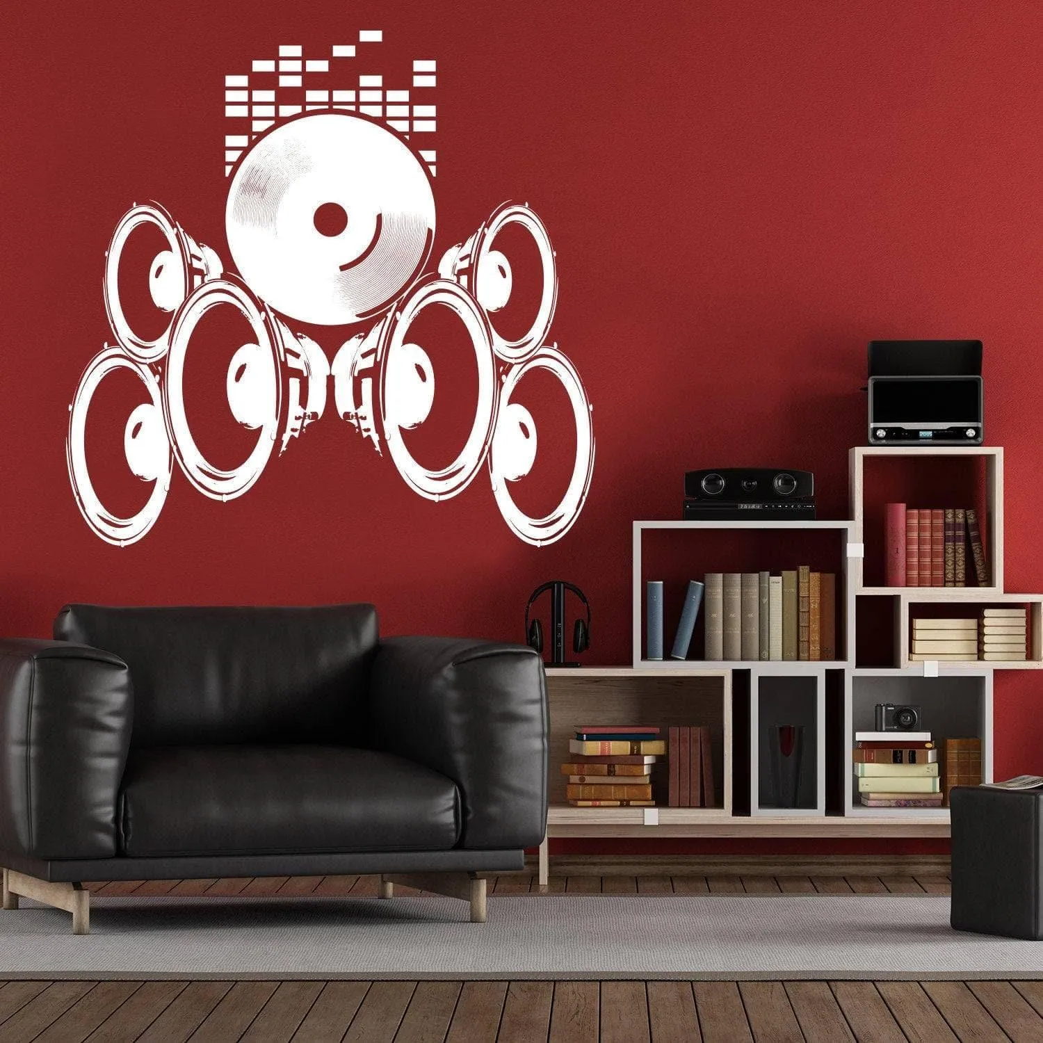 Vintage Soundwave Wall Sticker, Retro Wall Art Decal, Classic Music Waves Mural