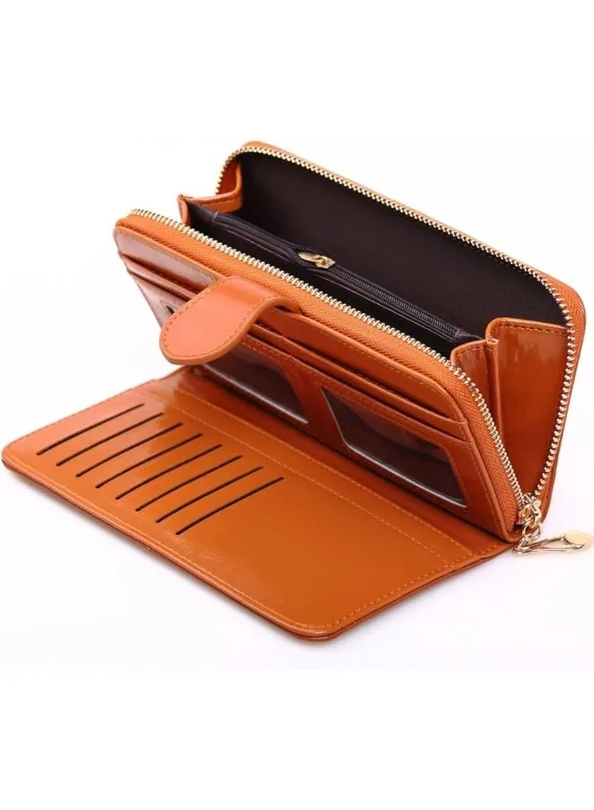 Women's Leather Wallet  for everyday use- Women's Clutch with Zipper Coin Purse, Card Holder, and Certificate, Ladies Bracelet Hand Bag