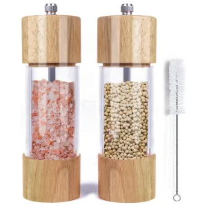 ﻿Wooden Salt and Pepper Grinder Set Manual Salt and Pepper Mills